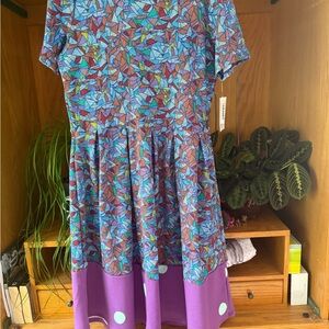 LuLaRoe Blue and Purple Geometric Dress